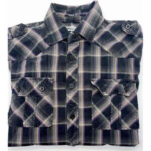 Southpole Premium L Button‎ Down Black/Purple Long Sleeve Dress Shirt